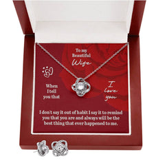 To My Beautiful Wife-Love Knot Necklace & Earring Set