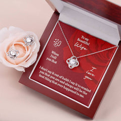 To My Beautiful Wife-Love Knot Necklace & Earring Set