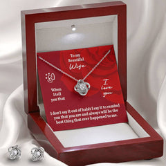 To My Beautiful Wife-Love Knot Necklace & Earring Set